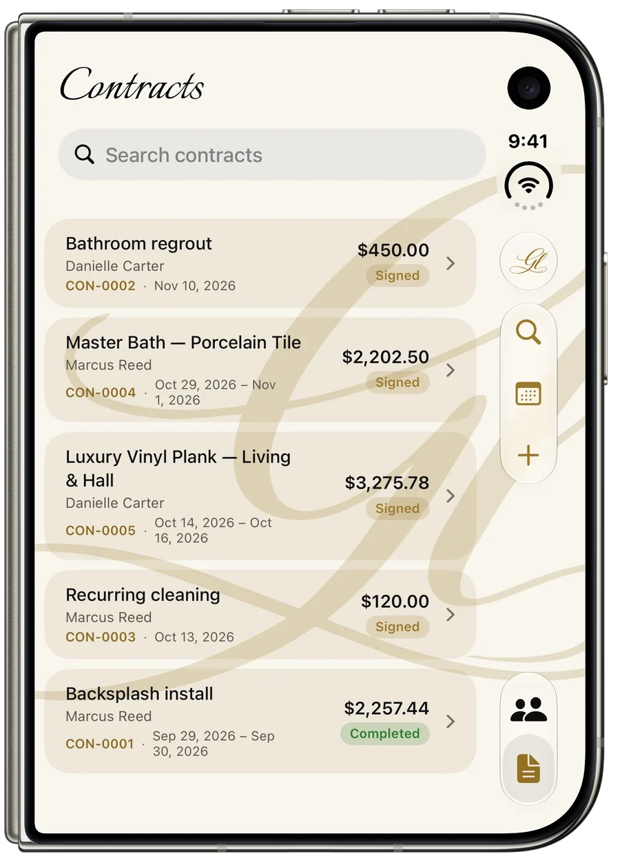 My Business — quick contract pipeline on the closed iPhone Duo outer screen