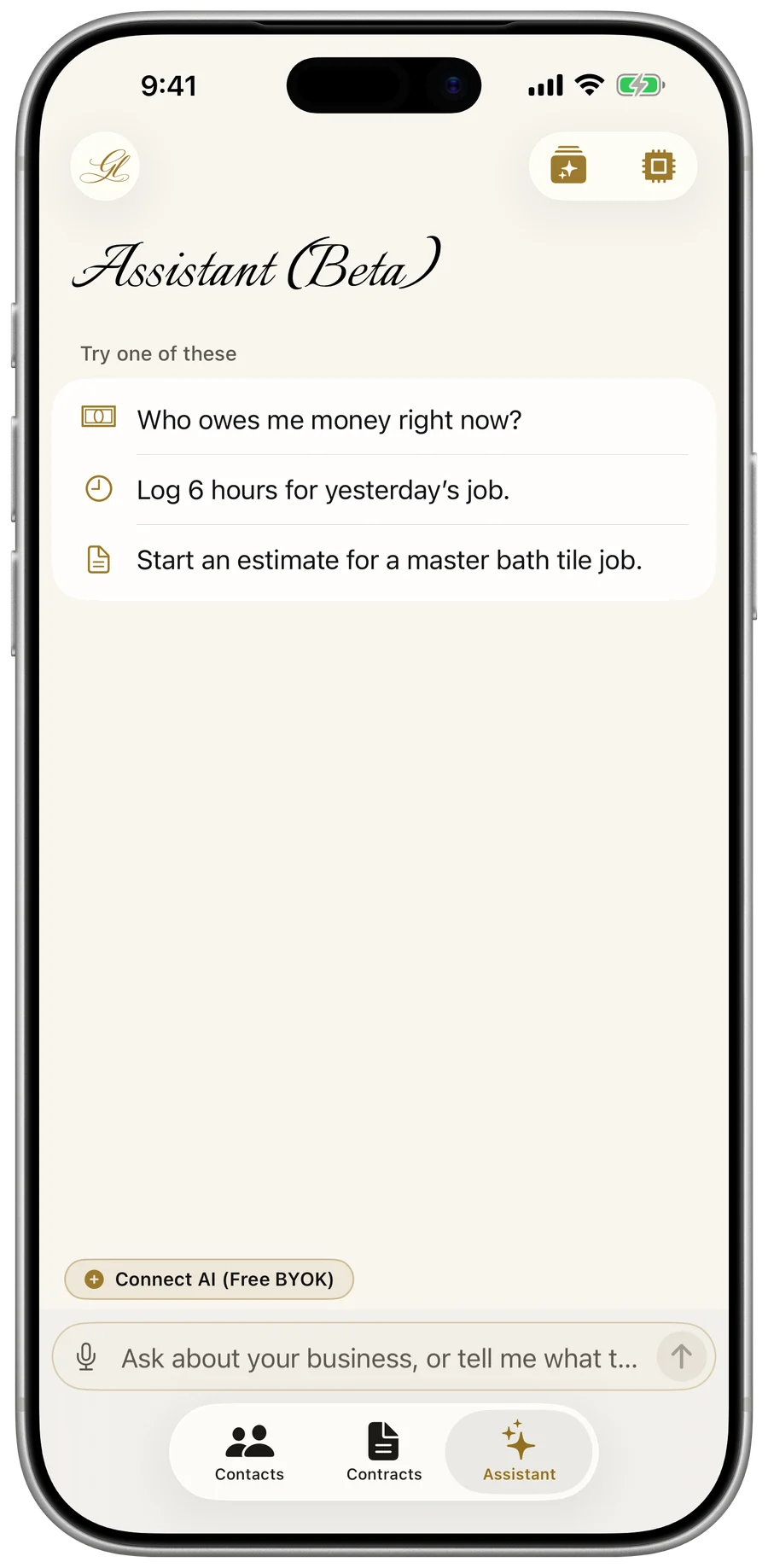 My Business — the AI Assistant conversation screen